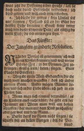 Das Fünffte: Der Jungfern geænderte Resolution.