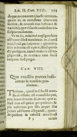 Cap. VIII. Quo consilio preces indicantur in mensem proximum.
