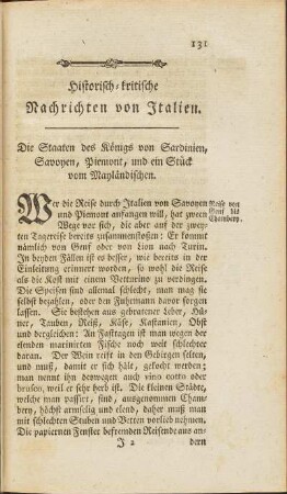 Historisch-kritische Nachrichten von Italien