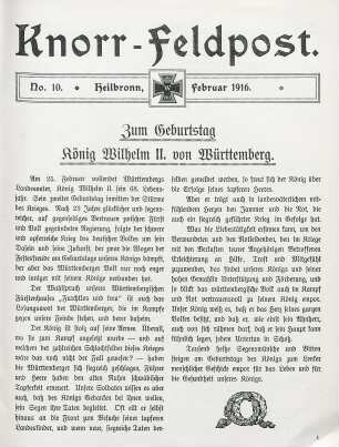 10.1916: Knorr-Feldpost