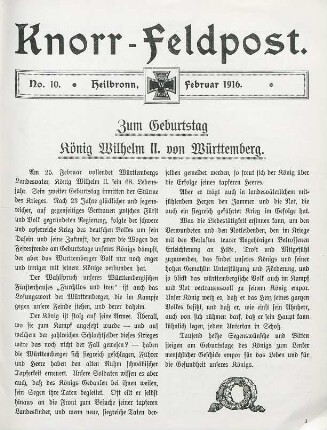 10.1916: Knorr-Feldpost