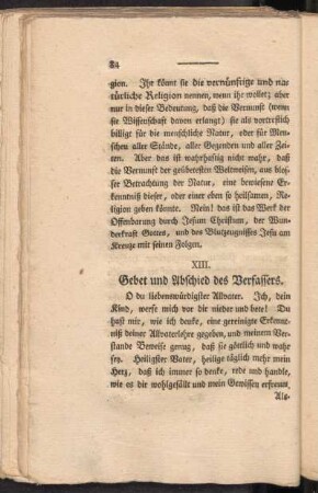 XIII. Gebet und Abschied des Verfassers