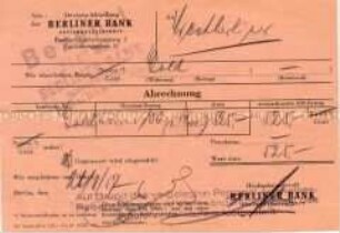 Quittung einer Bank über den Goldankauf