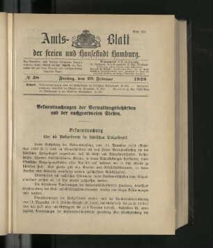 No. 38, 20. Februar 1920