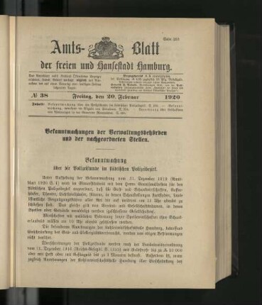 No. 38, 20. Februar 1920