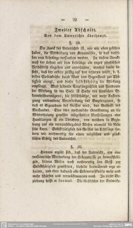 Zweiter Abschnitt. Von dem Unterrichte überhaupt