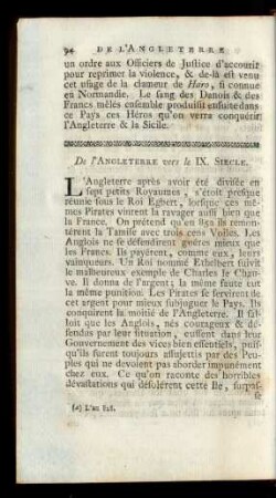 De l'Angleterre vers le IX. Siecle.
