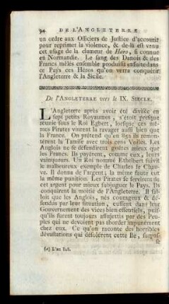 De l'Angleterre vers le IX. Siecle.