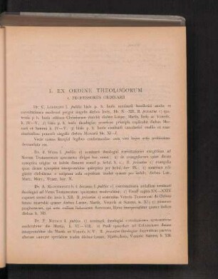 I. Ex Ordine Theologorum