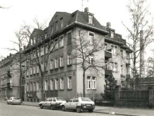 Dresden-Pieschen. Doppelwohnhaus, Trachenberger Straße 6. Straßenansicht von Südwest