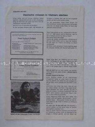 Propagandaflugblatt der DFU zum Tod von deutschen Söldnern im Vietnam-Krieg