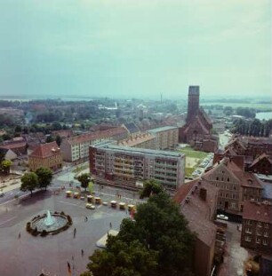 Blick auf Marktplatz und Marienkirche von oben, Anklam