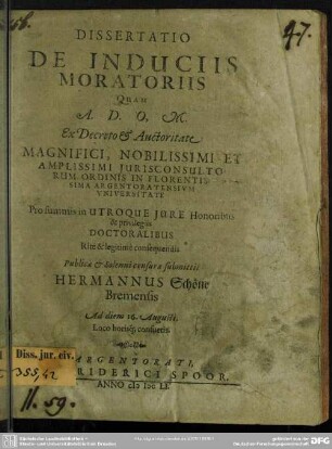 Dissertatio De Induciis Moratoriis