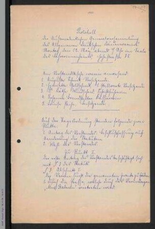 Protokoll der Außerordentlichen Generalversammlung in Leipzig am 12.03.1900 - Reinschrift