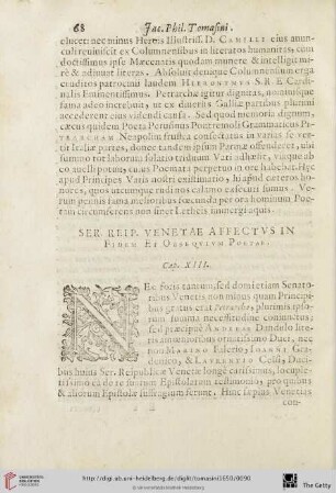 Cap. XIII: Ser. Reip. Venetae affectus […]