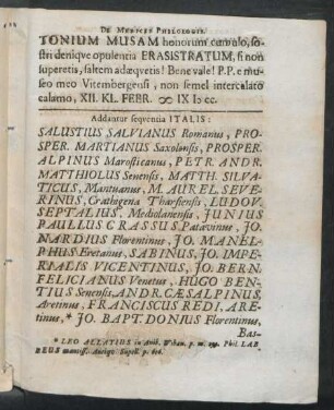 Addantur sequentia Italis