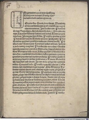 Argumentum exorti inter Venetos ducemque Ferrariensem belli causas exponens : 1482/83. 01.12.