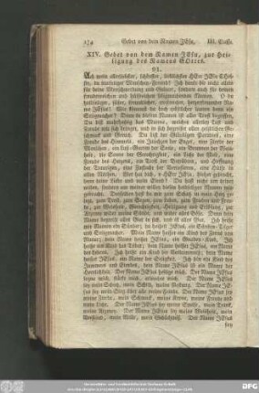 XIV. Gebet von dem Namen Jesu, zur Heiligung des Namens Gottes.
