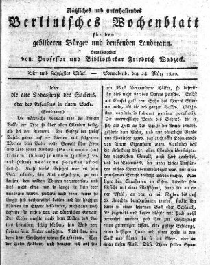 Vier und sechzigstes Stueck, Sonnabend, den 24. März 1810.