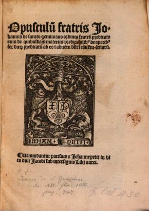 Opusculum de quibusdam materiis praedicabilibus de operibus sex dierum