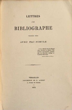 Lettres d'un Bibliographe, 3