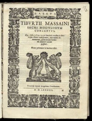 Tiburtio Massaino: Sacri modulorum concentus ...