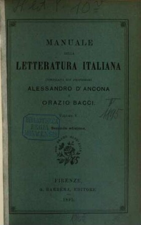 Manuale della letteratura italiana, V