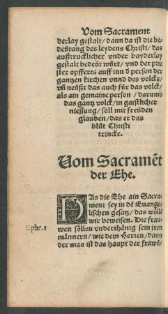 Vom Sacrament der Ehe.