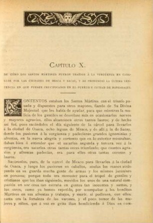 Capítulo X. De cómo los Santos Mártires fueron traídos á la vergüenza en caballos por las ciudades de Osaca y Sacay, ...