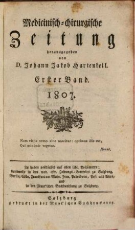 Medicinisch-chirurgische Zeitung. 1807, 1