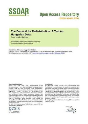 The Demand for Redistribution: A Test on Hungarian Data