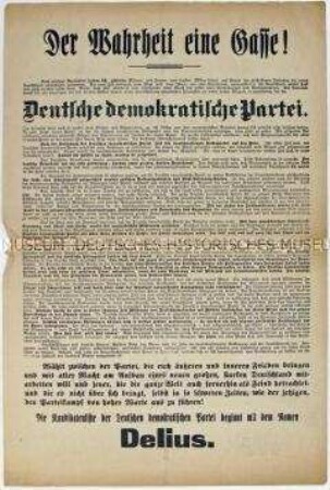 Sonderdruck der DDP zur Wahl der Nationalversammlung 1919