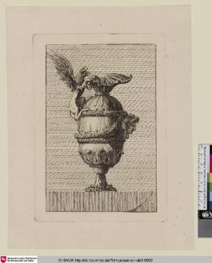 [Vase mit Mascaron und einem aus einem Greifen gebildeten Griff]