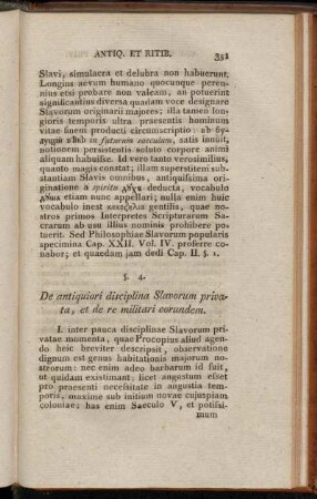 §. 4. De antiquiori disciplina Slavorum privata, et de re militari eorundem