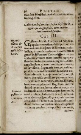Alia paulo familior pestis descriptio, a signis ejus diagonisticis, tum internis, tum externis desumpta. Cap. III.