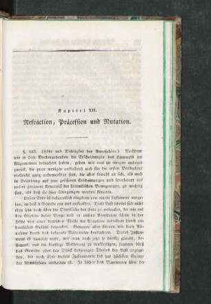 Kapitel XII. Refraction, Präcession und Nutation