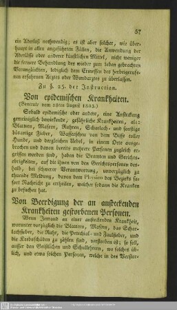 Von Beerdigung der an ansteckenden Krankheiten gestorbenen Personen
