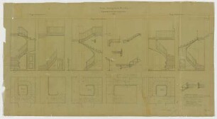 Thiersch, Friedrich von; München; Justizpalast - Treppen 2. OG, DG (Ansichten, Grundrisse, Details)