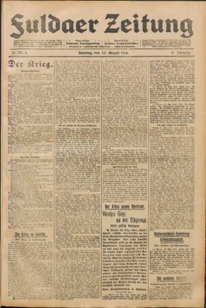 Ausgabe vom Sonntag, den 23. August 1914.