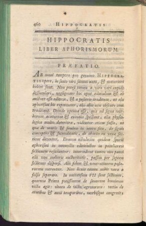 Hippocratis Liber Aphorismorum