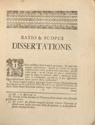 Ratio & Scopus dissertationis.