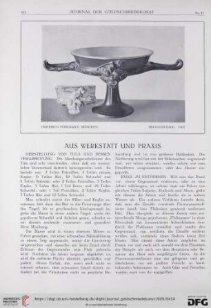 Aus Werkstatt und Praxis