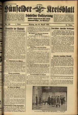 Erste Ausgabe vom Montag, den 29. August 1938.
