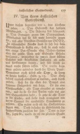 IV. Von ihrem äusserlichen Gottesdienst.