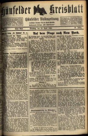 Erste Ausgabe vom Samstag, den 28. April 1928.