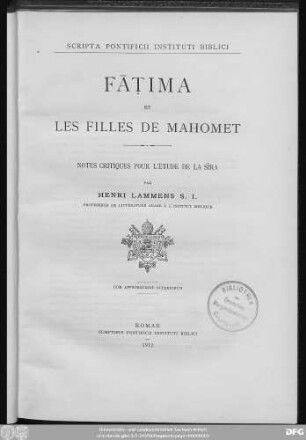 Fāṭima et les filles de Mahomet : Notes critiques pour l'étude de la Sīra
