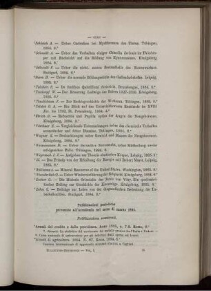 Pubblicazioni periodiche pervenute all' Accademia nel mese di marzo 1885.