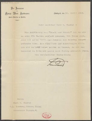 Brief an Karl von Kaskel : 24.04.1903