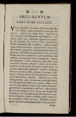Argumentum Libri Primi Euclidis.