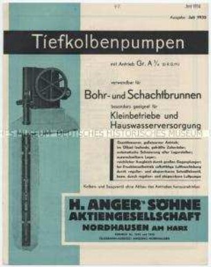 Tiefkolbenpumpen mit Antrieb Gr.A 3/4 verwendbar für Bohr- und Schachtbrunnen, besonders geeignet für Kleinbetriebe und Hauswasserversorgung